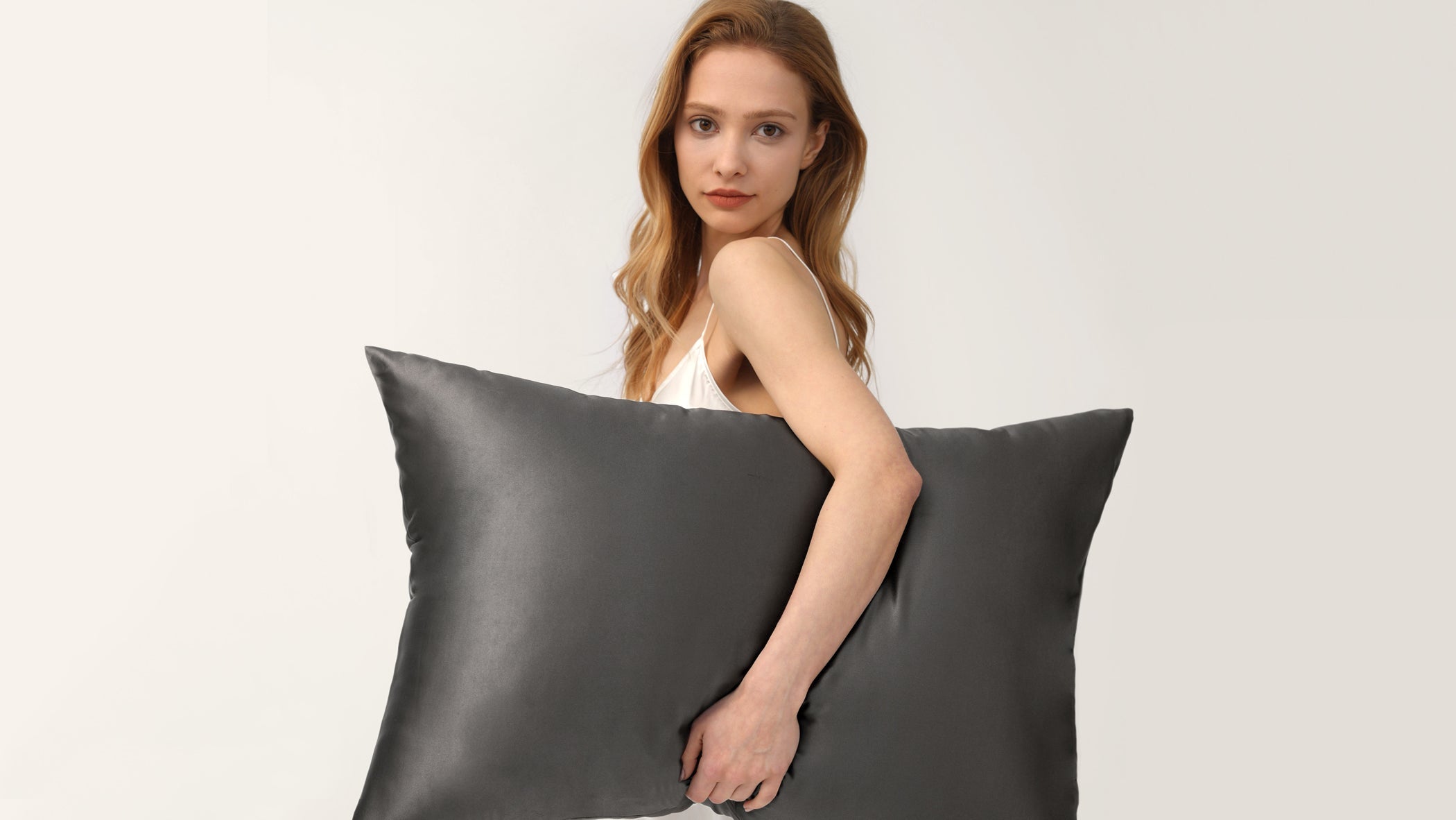 Dark Gray Silk Pillowcase