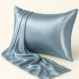 Haze blue silk pillowcase with zipper – soft, and 22 momme