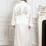 Long Silk Robe – White Dressing Gown