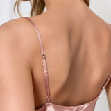 Silk Long Slip Dress – Cowl Neck in Pale Pink