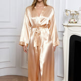 Long Silk Robe – Champagne Dressing Gown