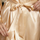 Short Silk Robe – Long Sleeve in Champagne