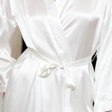 Short Silk Robe – Long Sleeve in White