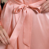 Short Silk Robe – Long Sleeve in Pale Pink