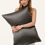 Dark gray silk pillowcase for hair – smooth and cooling