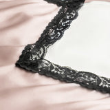 Pure Silk Lace Trim Chemise Nightgown with Split Hem In Pale Pink