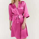 Women’s Pure Silk Mid-Length Robe In Rose Pink