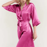 Women’s Pure Silk Mid-Length Robe In Rose Pink