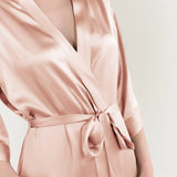 Women’s Pure Silk Mid-Length Robe In Pale Pink