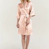 Women’s Pure Silk Mid-Length Robe In Pale Pink