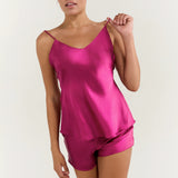 Women’s Pure Silk Camisole Pajama Set In Rose Pink