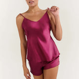 Women’s Pure Silk Camisole Pajama Set In Garnet
