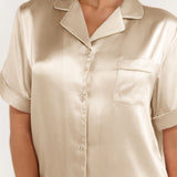 Women’s Short-Sleeve & Shorts Silk Pajama Set In Champagne