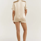 Women’s Short-Sleeve & Shorts Silk Pajama Set In Champagne