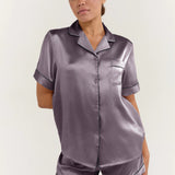 Women’s Short-Sleeve & Shorts Silk Pajama Set In Quartz Purple