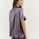 Women’s Short-Sleeve & Shorts Silk Pajama Set In Quartz Purple