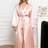 Long Silk Robe – Pale Pink Dressing Gown