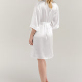 Women’s Pure Silk Mid-Length Robe In White