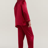 Men’s Long-Sleeve Silk Pajamas Set In Burgundy Red