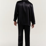 Men’s Long-Sleeve Silk Pajamas Set In Black