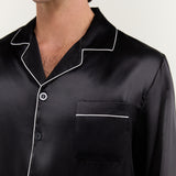 Men’s Long-Sleeve Silk Pajamas Set In Black