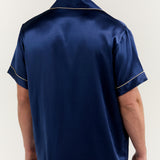 Men’s Classic Short Silk Pajama Set In Navy Blue