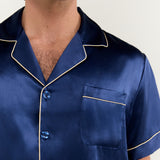 Men’s Classic Short Silk Pajama Set In Navy Blue