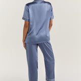 Women's Pure Silk Pajama Set - Short Sleeve Top & Pants In Dusk Lavender