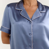 Women's Pure Silk Pajama Set - Short Sleeve Top & Pants In Dusk Lavender