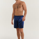 Men’s Pure Silk Lounge Shorts In Navy Blue