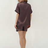 Women’s Short-Sleeve & Shorts Silk Pajama Set In Coffee