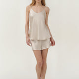 Women’s Pure Silk Camisole Pajama Set In Cream