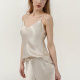 Women’s Pure Silk Camisole Pajama Set In Cream