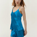 Women’s Pure Silk Camisole Pajama Set In Peacock
