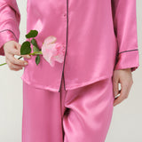 Women’s Long-Sleeve & Pants Silk Pajama In Rose Pink