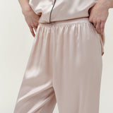 Women's Pure Silk Pajama Set - Short Sleeve Top & Pants In Petal Pink