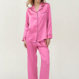 Women’s Long-Sleeve & Pants Silk Pajama In Rose Pink