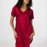 Women’s Silk Lounge Night Dress In Burgundy Red
