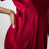 Women’s Silk Lounge Night Dress In Burgundy Red