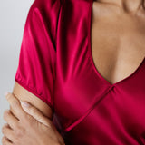 Women’s Silk Lounge Night Dress In Burgundy Red