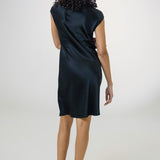 Soft Pure Silk Midi Nightgown for Women In Black