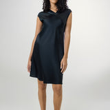 Soft Pure Silk Midi Nightgown for Women In Black