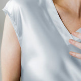 Soft Pure Silk Midi Nightgown for Women In Pale Blue