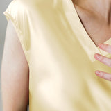 Chemise de nuit mi-longue en pure soie douce pour femme, rose pâle