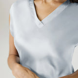 Soft Pure Silk Midi Nightgown for Women In Pale Blue