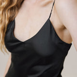 Women’s Pure Silk Camisole Pajama Set In Black