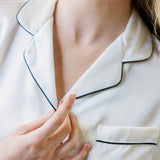 Women’s Short-Sleeve & Shorts Silk Pajama Set In White