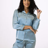 Women’s Long-Sleeve & Pants Silk Pajama In Haze Blue