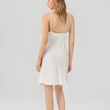 Relaxed Fit Silk Cowl Neck Nightgown In White