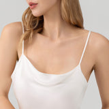 Relaxed Fit Silk Cowl Neck Nightgown In White